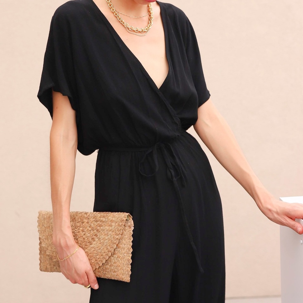 NWT Grade & Gather LINEN BLEND JUMPSUIT - BLACK